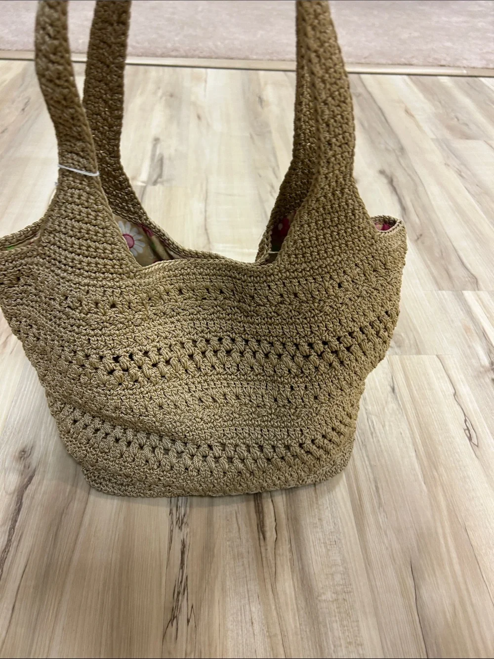 Lina Handwoven Crochet Tote in Tan